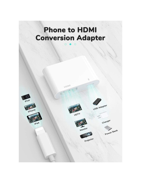 Adaptador Digital AV HDMI Kinhaly 1080P para iPhone y iPad