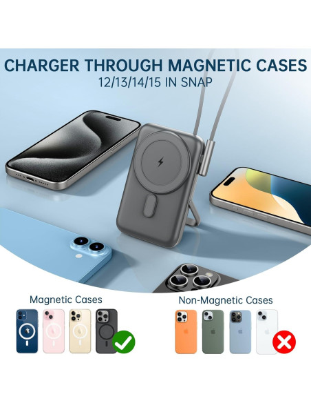 Cargador Portátil EKR 10000mAh Magnético Inalámbrico