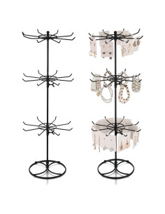 Soporte Giratorio de Joyería Tandefio 2 Pcs 3 Niveles Metal