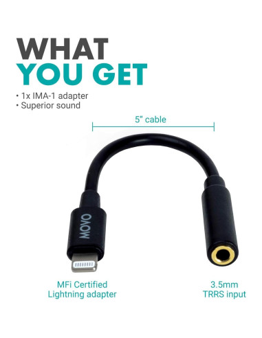 Adaptador Movo IMA-1 de 3.5mm TRRS a Lightning