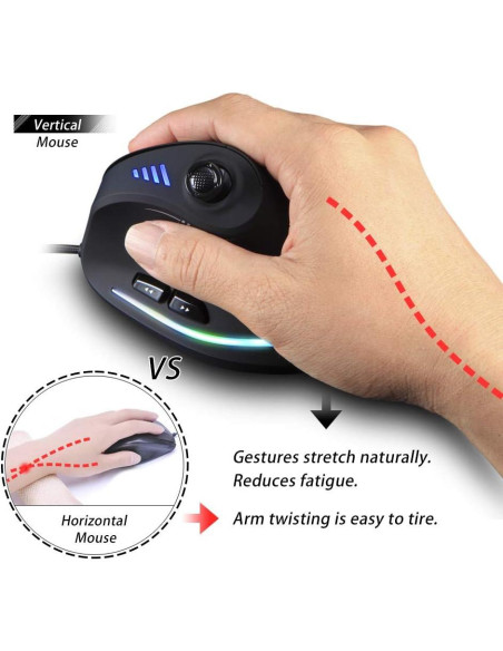 Mouse Gaming Vertical Zelotes C18 10000DPI RGB 11 Botones Mouse Gaming Vertical Zelotes C18 10000DPI RGB 11 Botones