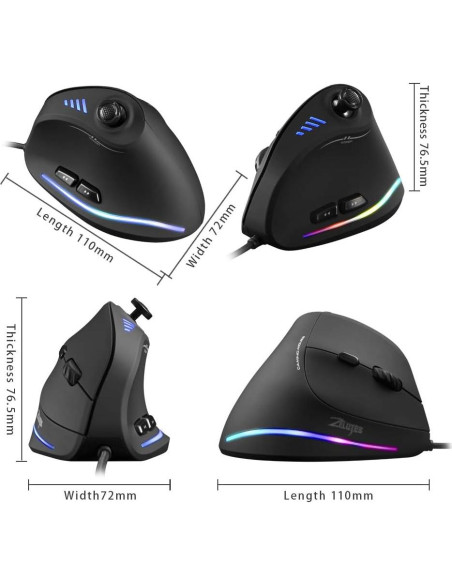 Mouse Gaming Vertical Zelotes C18 10000DPI RGB 11 Botones Mouse Gaming Vertical Zelotes C18 10000DPI RGB 11 Botones