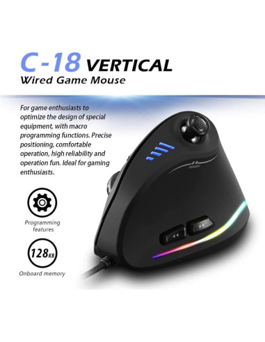 Mouse Gaming Vertical Zelotes C18 10000DPI RGB 11 Botones
