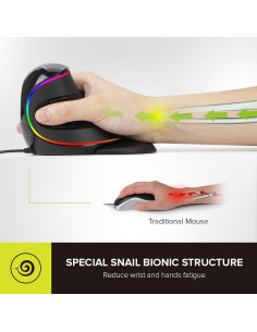 Mouse Vertical Ergonomico DeLUX M618Plus RGB 4000DPI Grande 2