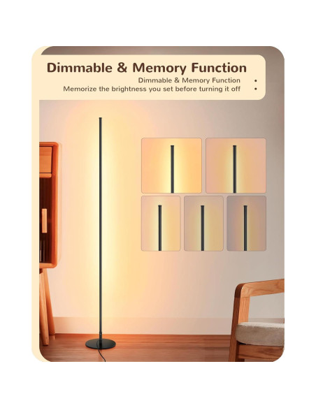 Lámpara de Pie LED EDISHINE 145.75 cm Regulable con Control Remoto