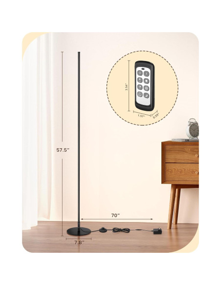 Lámpara de Pie LED EDISHINE 145.75 cm Regulable con Control Remoto