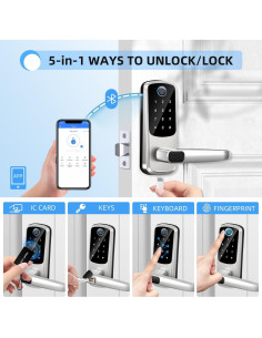 Cerradura Inteligente MSR X6 Plata 8-en-1 con Huella Dactilar 2