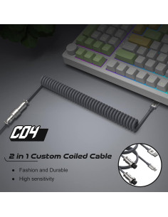 Cable USB-C Enrollado ATTACK SHARK 2 en 1 para Teclado 2