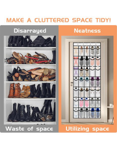 Organizador de Zapatos YOKMIVEM 35 Bolsillos Malla Blanco 2