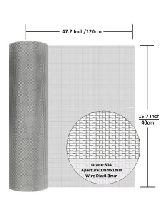 Malla de Acero Inoxidable 304 ANPUTWWH 40x120cm Filtro Plagas 2