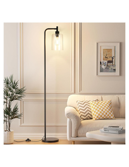 Lámpara de Pie Industrial Ziisee con Pantalla de Vidrio