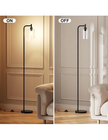 Lámpara de Pie Industrial Ziisee con Pantalla de Vidrio