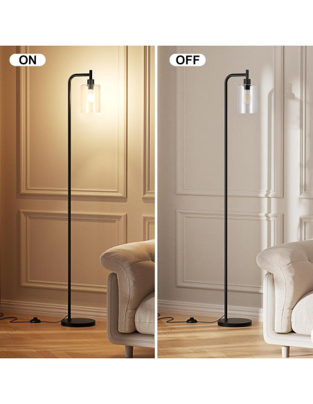 Lámpara de Pie Industrial Ziisee con Pantalla de Vidrio