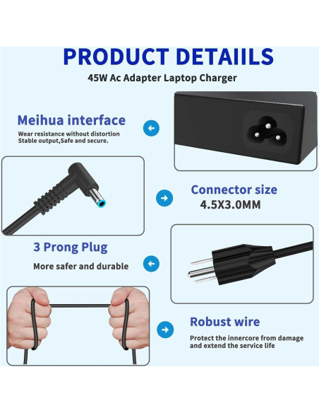 Cargador Laptop 45W HP L25296-002 Punta Azul 19.5V 2.31A