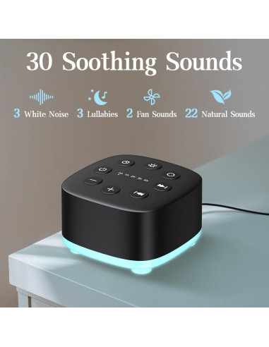 Máquina de Ruido Blanco Meditation 30 Sonidos 32 Niveles Volumen