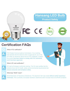 Bombilla LED A15 Hansang 6W E26 Luz Diurna 5000K 600 Lúmenes 2