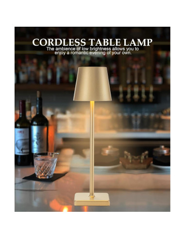 Lámpara de Mesa Recargable HASUN 2 Pack LED 5200mAh Oro