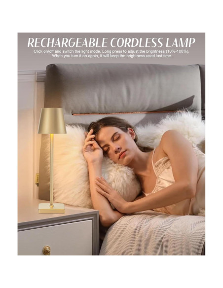 Lámpara de Mesa Recargable HASUN 2 Pack LED 5200mAh Oro