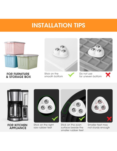 Deslizadores Aieve para Electrodomésticos Mini 8 Ruedas 11.79 kg