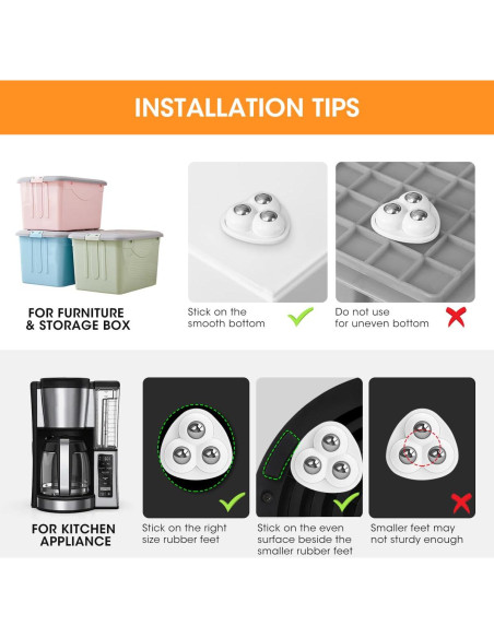 Deslizadores Aieve para Electrodomésticos Mini 8 Ruedas 11.79 kg