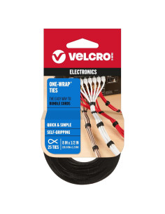Sujetadores de Cables Velcro 25Pk 20,32x1,27cm Negras
