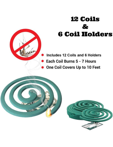 Bobinas Repelente Mosquitos W4W - 12 bobinas y 6 soportes