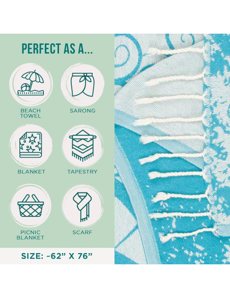Toalla de Playa Extra Grande Sand Cloud Tortuga Teal Crush