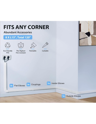 Cubierta de cable ZhiYo 3-5 cables 3.05x1.5cm blanca