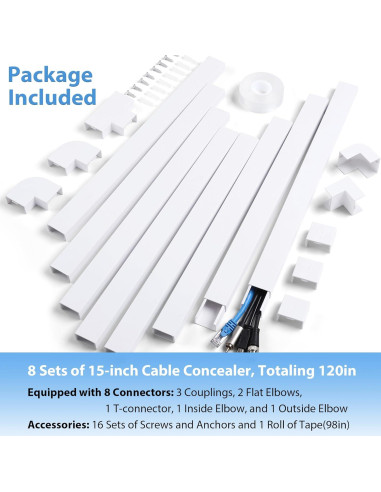 Cubierta de cable ZhiYo 3-5 cables 3.05x1.5cm blanca