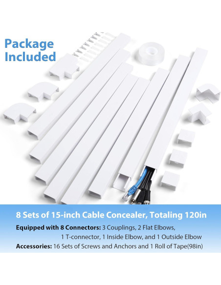 Cubierta de cable ZhiYo 3-5 cables 3.05x1.5cm blanca