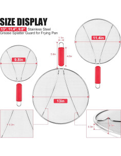 Pantalla Antisalpicaduras Komokeru 3 Tamaños Acero Inoxidable 2