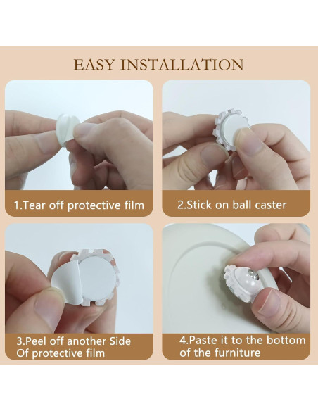 Ruedas Mini Autoadhesivas ZEMINIOR 2.5cm 360 Paquete de 20