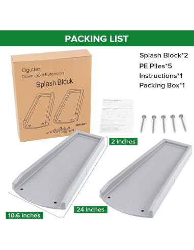 Bloques de Salpicadura Ogutter 61 cm para Bajantes (2 Paquete)