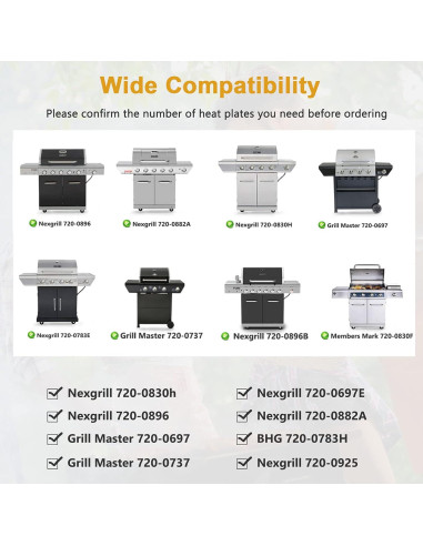 Placas de Calor Criditpid 5-Pack para Parrilla Nexgrill