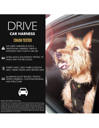 Arnés de perro EzyDog Drive Mediano - Seguridad en auto
