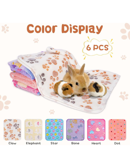 6 Forros de Franela HOBBTREE para Jaula de Cobayas 76x52 cm