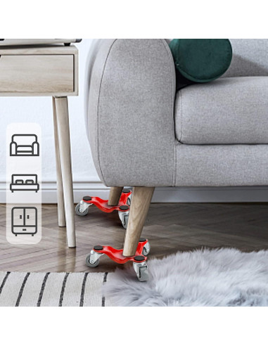 Carro Tri-Dolly de Acero ZEAYEA 4 Piezas 90,72 kg 16 cm