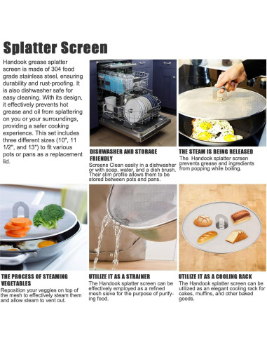 Juego de 3 Pantallas Antisalpicaduras Handook 25-33 cm