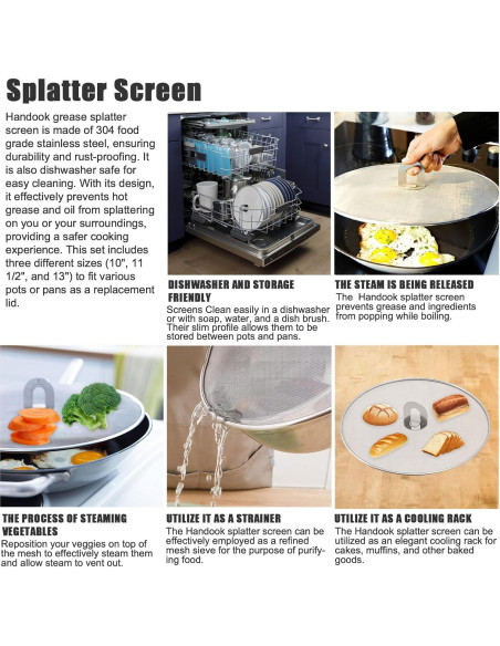 Juego de 3 Pantallas Antisalpicaduras Handook 25-33 cm