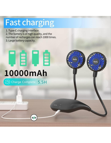 Ventilador de Cuello HandFan HF377 10000mAh 6 Velocidades