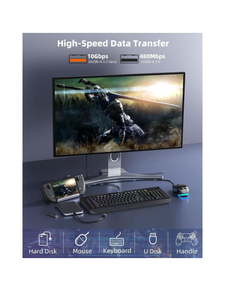 Dock M.2 6-en-1 Iavkyu para Steam Deck HDMI 4K 100W