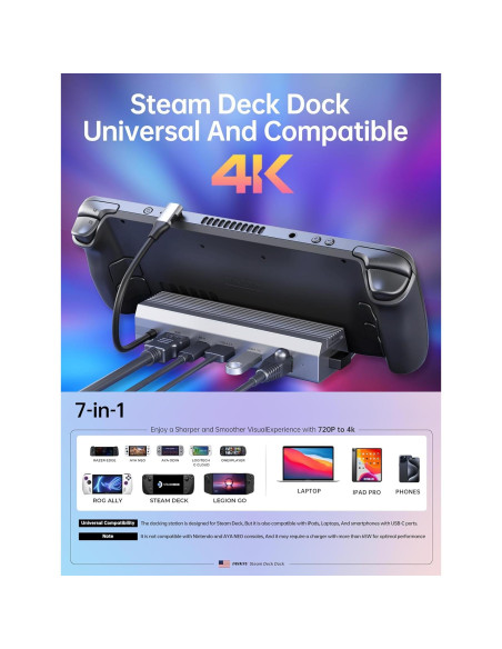 Dock M.2 6-en-1 Iavkyu para Steam Deck HDMI 4K 100W
