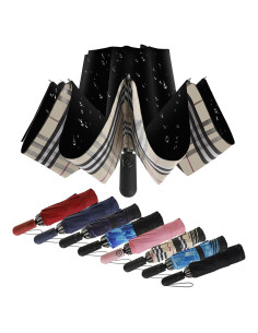 Paraguas Invertido Compacto Automático Cuadrillé Amarillo