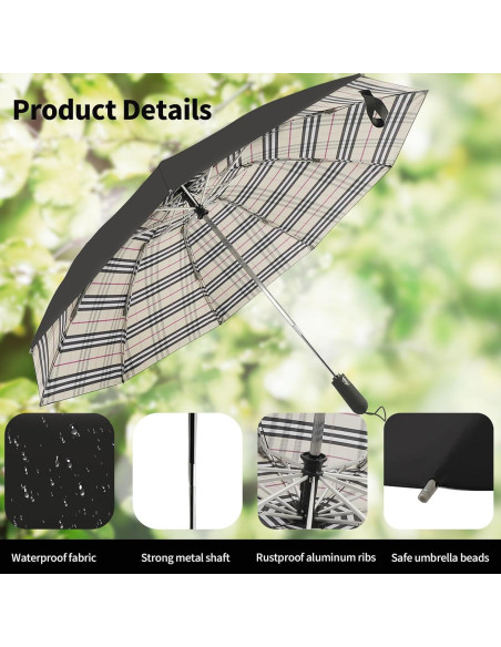 Paraguas Invertido Compacto Automático Cuadrillé Amarillo