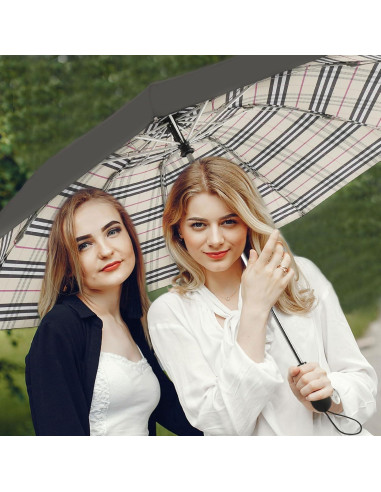 Paraguas Invertido Compacto Automático Cuadrillé Amarillo