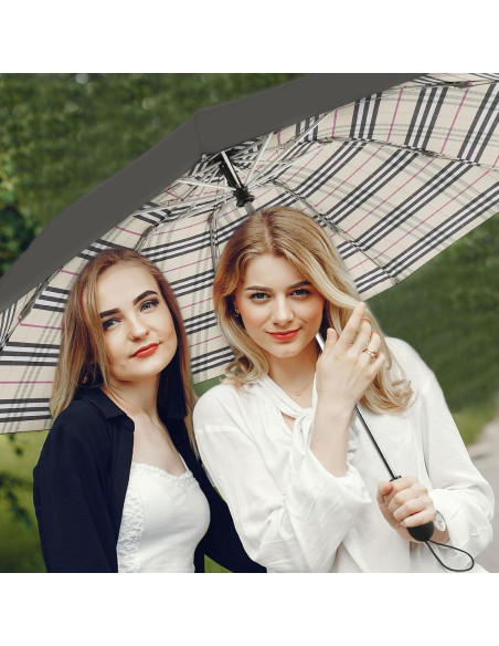 Paraguas Invertido Compacto Automático Cuadrillé Amarillo