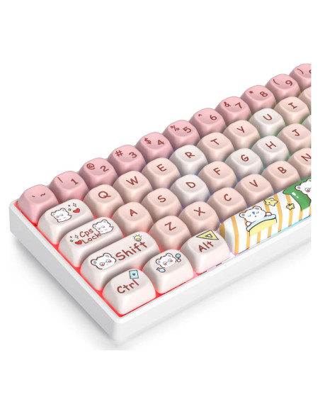 Conjunto de Teclas Personalizadas MOA PBT Oso Rosa 139 Teclas