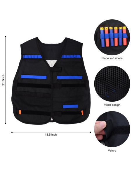 Kit Chaleco Táctico Forliver para Niños con 50 Dardos