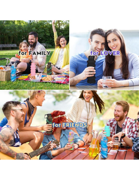 Botellas de Agua Plegables LIZADIN 500ml Silicona BPA Free Botellas de Agua Plegables LIZADIN 500ml Silicona BPA Free