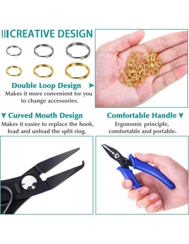 Anillos Abiertos Caffox 700pcs Plata y Oro para Joyas